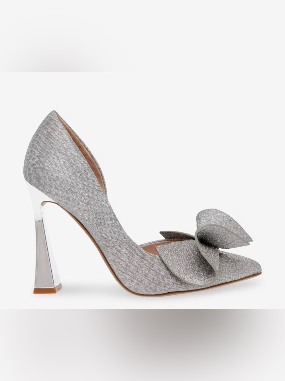 NEW Betsey Johnson sz 6 Women's Nobble Silver Gray Glitter Bow Chrome High Heels